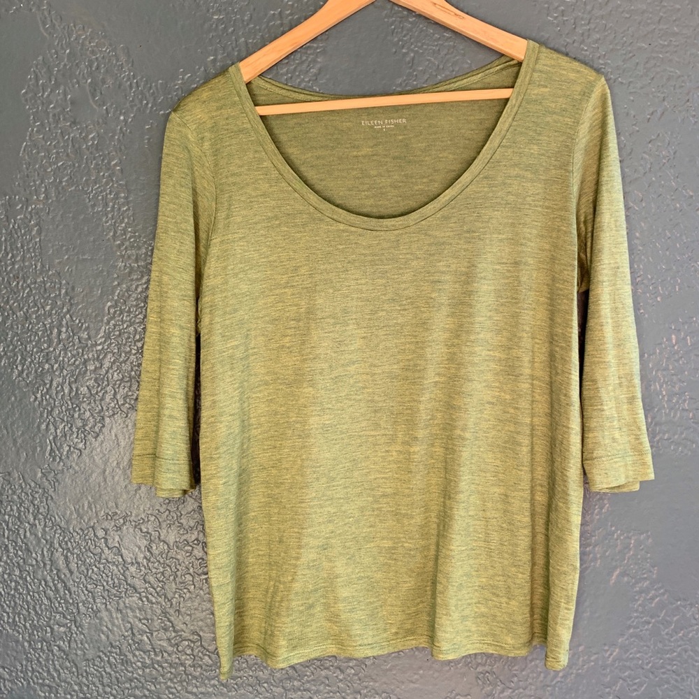 EILEEN FISHER Silk Blend Scoop Neck Shirt